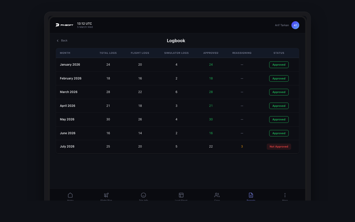 Digital Pilot Flight Logs — Tablet 2