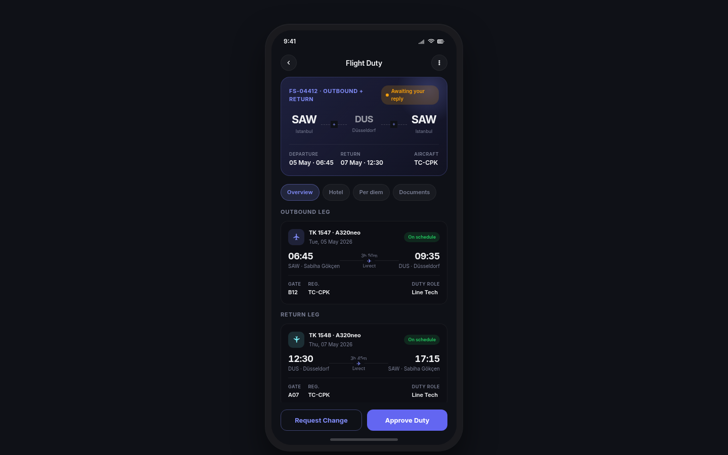 Travel Assignment Request — Mobile 3