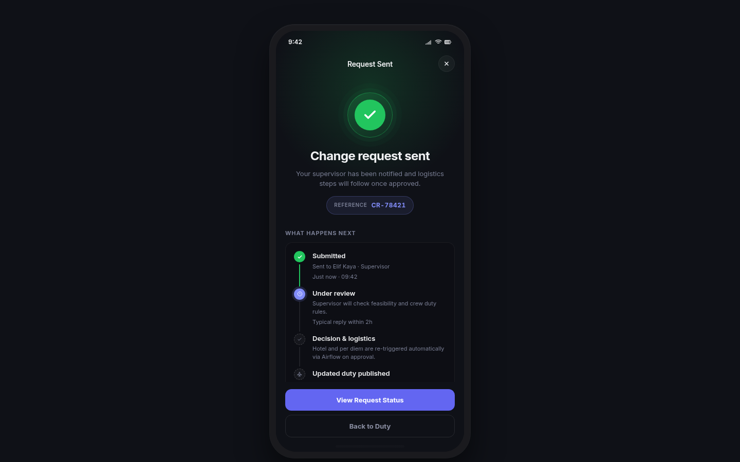 Travel Assignment Request — Mobile 6
